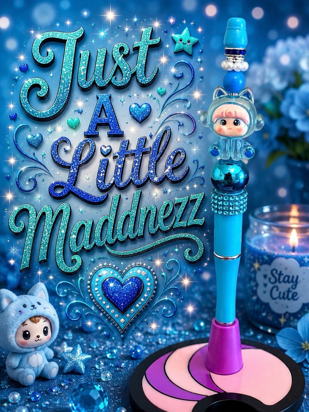 Blue Cute Character Pen